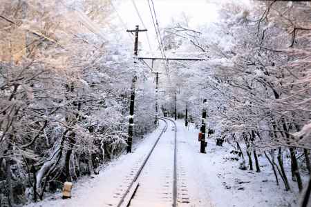 叡山電車からの雪景色