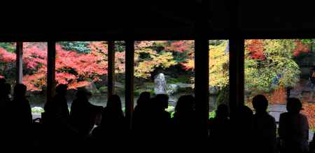 蓮華寺の紅葉は観光客でいっぱい！