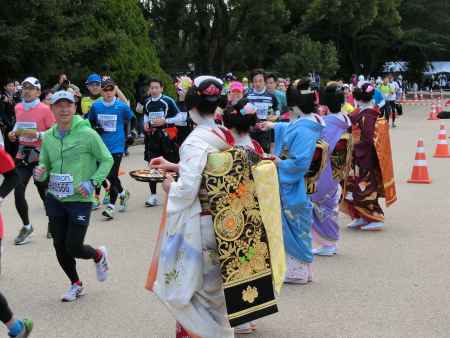 京都マラソン　京都府立植物園　舞子さんの応援