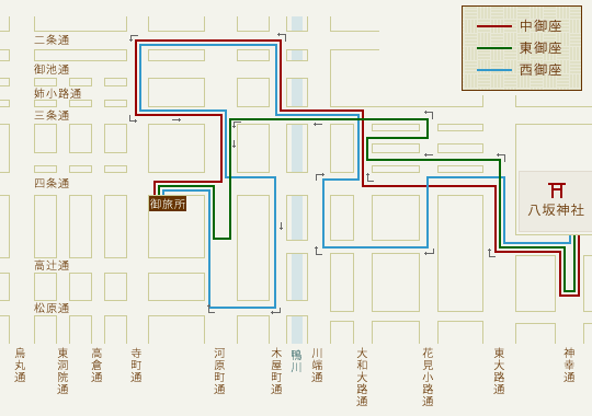 ７月１７日　神幸祭　巡行ルート