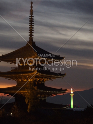 2019　冬　八坂の塔と京都タワー　8