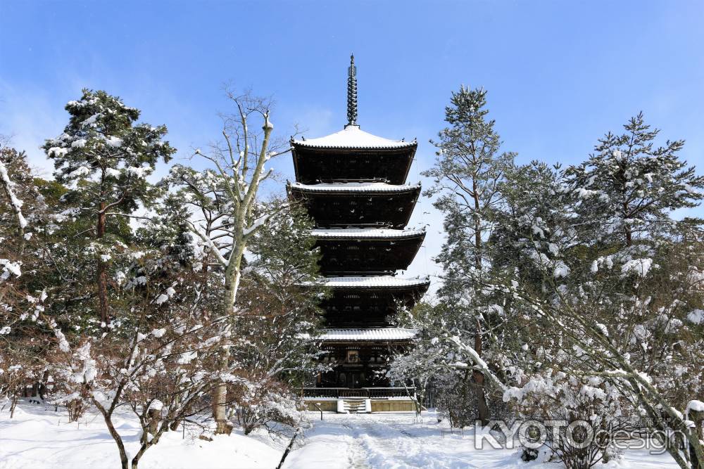 雪の仁和寺五重塔