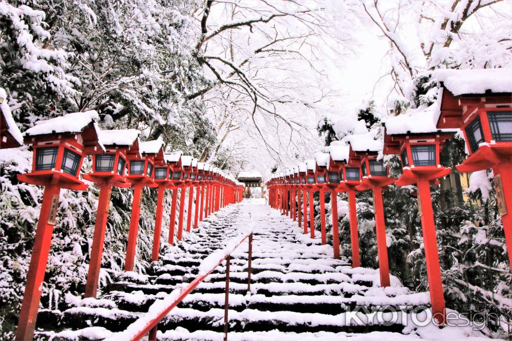 貴船神社参道の雪景色