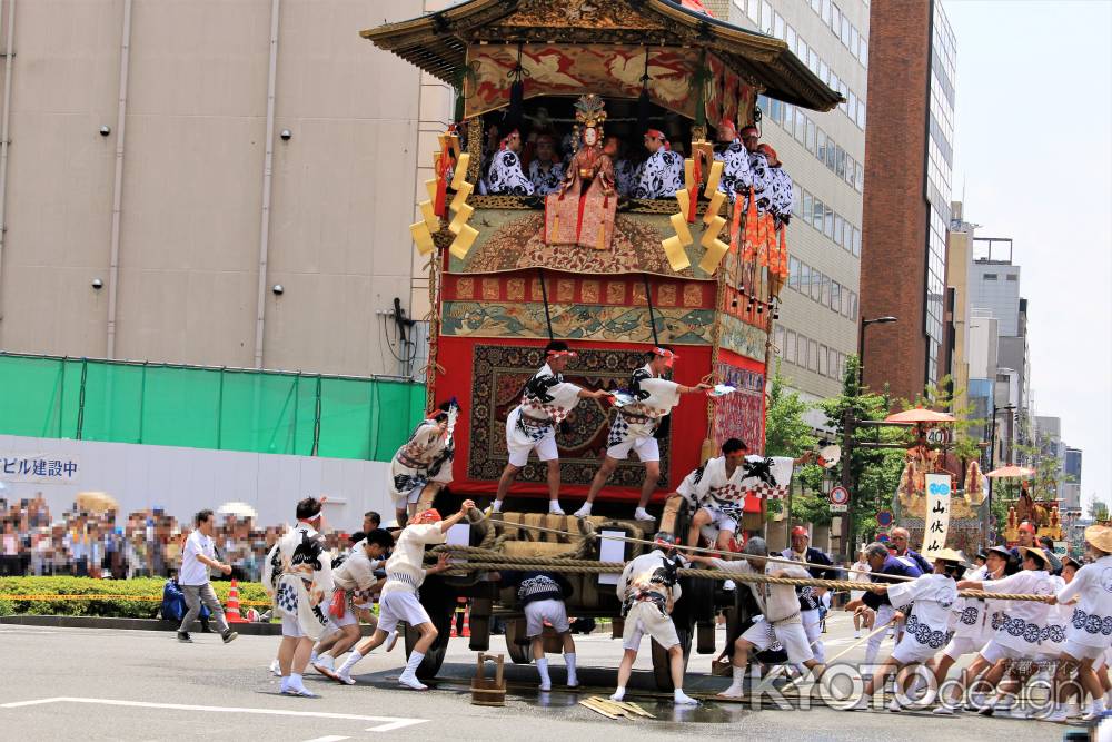 祇園祭2019、前祭山鉾巡行、月鉾の辻回し