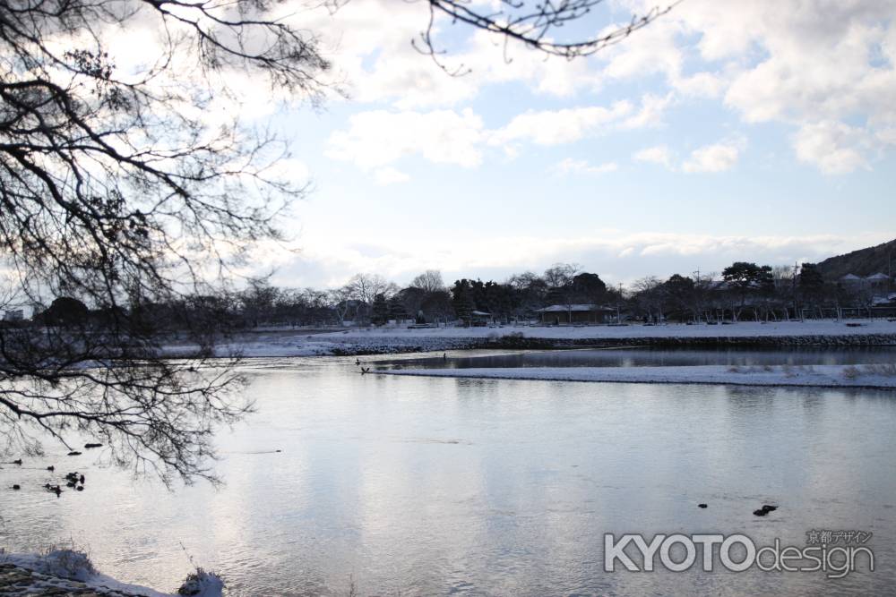 雪の中の島公園