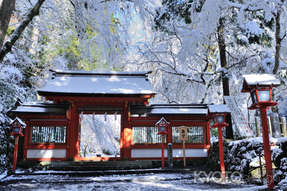 貴船神社　雪の奥宮　