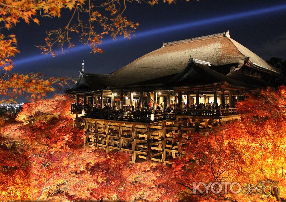 紅葉のライトアップ　清水寺