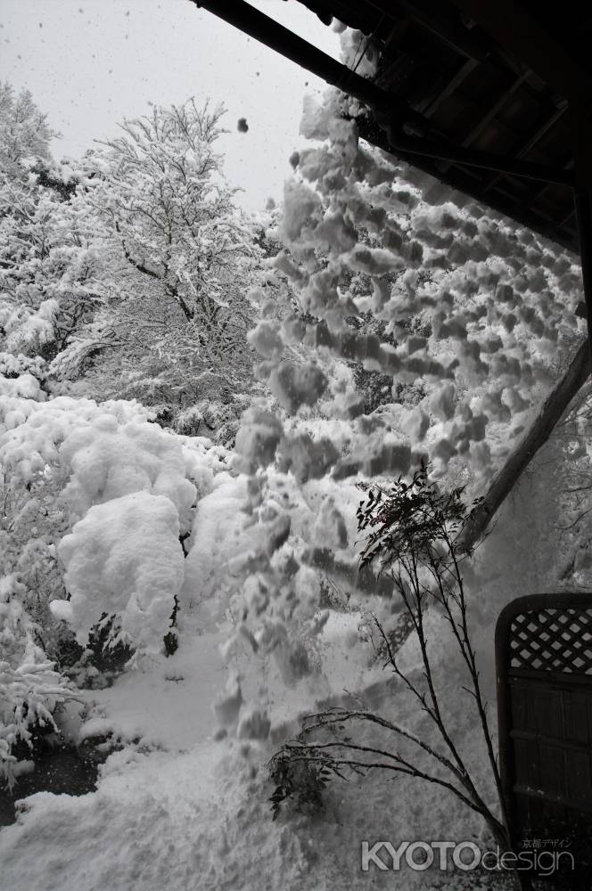 屋根から落ちる雪