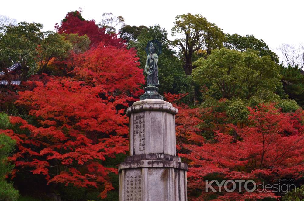 紅に染まる観音様　友禅苑