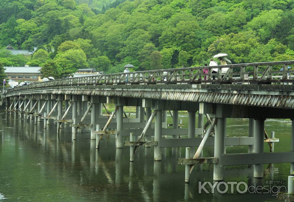 緑に染まる渡月橋