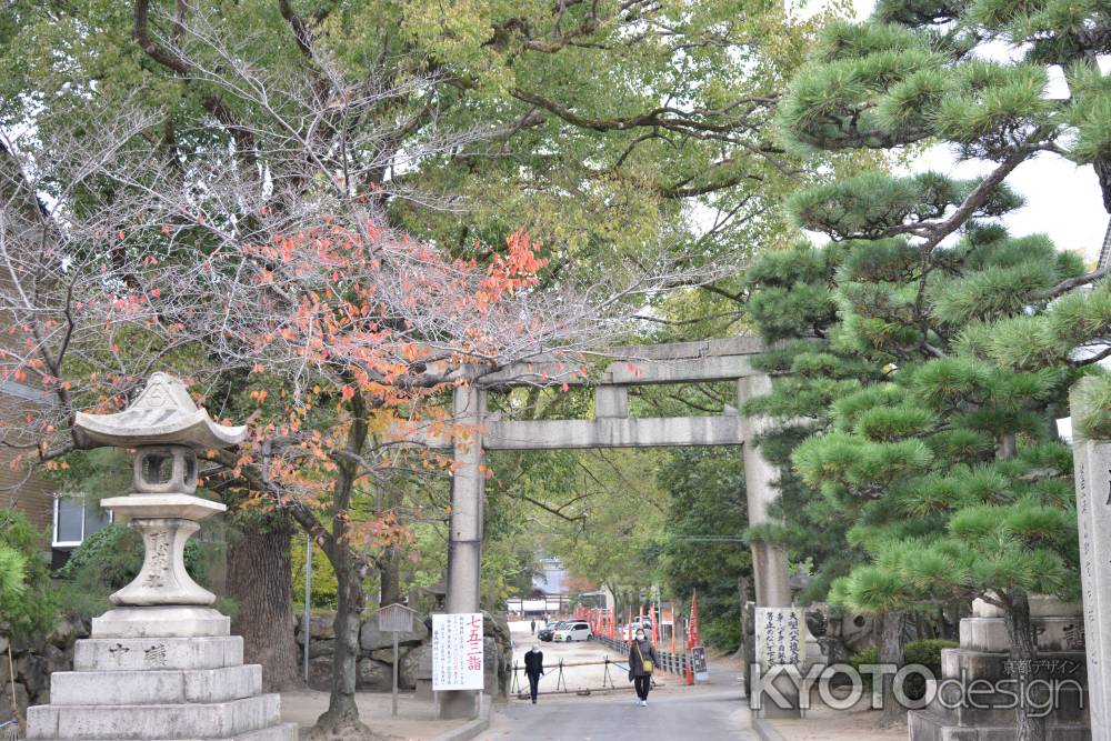 藤森神社 鳥居と紅葉