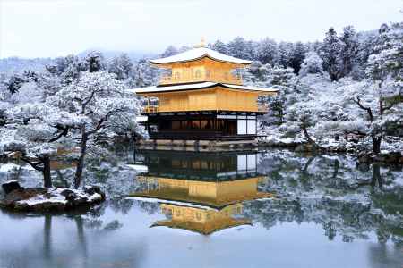 金閣寺、雪の朝