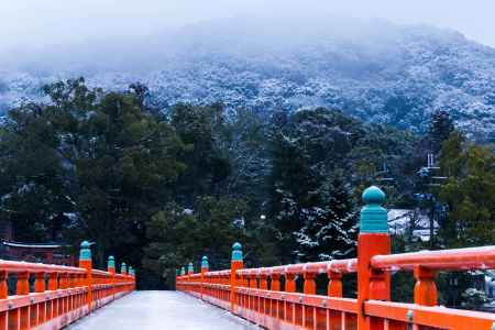 朝霧橋まもなく雪化粧