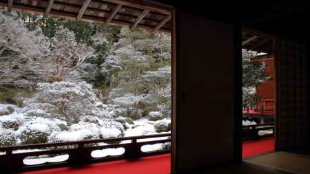 曼殊院　雪の庭園