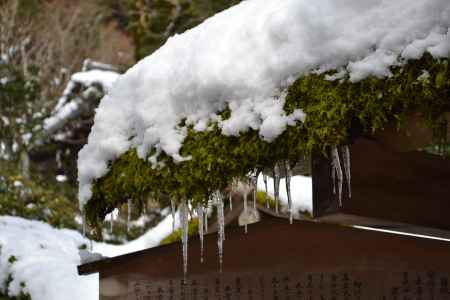 寂光院　雪と氷柱