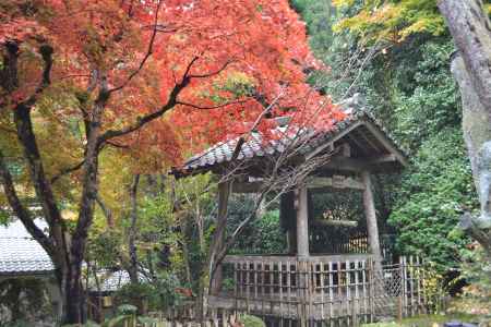 寂光院　紅葉と鐘楼