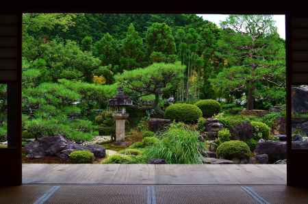 松と灯篭　妙満寺・雪の庭