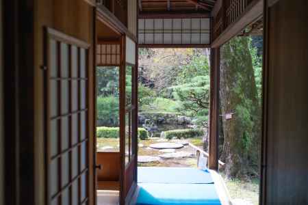 旧三井家下鴨別邸　主屋から見る日中の庭園