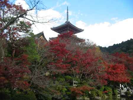 清水寺三重塔と紅葉